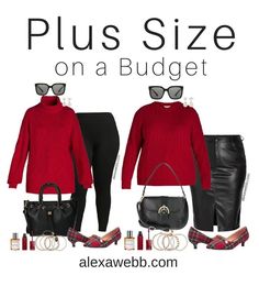 Plus Size on a Budget - Red Sweater Holiday - Alexa Webb Chic Outfits Plus Size, Plus Size On A Budget, Holiday Outfits Christmas Casual, Pink Sweater Outfit, Winter Christmas Outfits, Plus Size Spring Dresses, Red Crew Neck Sweater, Business Casual Dress Code, Alexa Webb