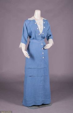 1910s Day Dress, Edwardian Sailor Dress, Late 1910s Dress, Blue 1870s Dress, 1912 Day Dress, Belle Epoch, Historic Fashion