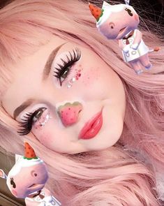 Animal Crossing Makeup, Makeup Kawaii, Artsy Makeup, Anime Makeup, Kawaii Makeup, Simple Eye Makeup, My Animal, Cute Makeup Looks, Goth Makeup