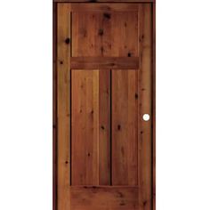 a wooden door with no glass in the center and bottom paneling on the side