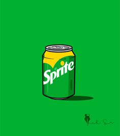 a can of sprite on a green background