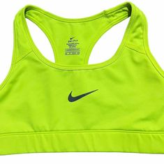 New No Tags Green Racerback Activewear For Light Sports, Green Sporty Sports Bra For Light Sports, Sporty Green Sports Bra For Light Sports, Green Racerback Sports Bra For Light Sports, Sporty Yellow Racerback Activewear, Yellow Sports Bra With Medium Support, Yellow Sports Bra For Sportswear, Green Moisture-wicking Sports Bra For Sports, Yellow Medium Support Sports Bra