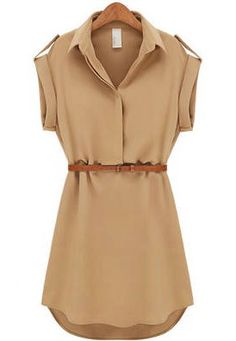 Khaki Lapel Short Sleeve Loose Chiffon Dress US$20.79 Lingerie Vintage, Plus Size Summer Dresses, Shirt Dress Summer, Color Shoes, Beach Mini Dress, Chiffon Mini Dress, Dress Chiffon, Women's Casual Style, Khaki Dress