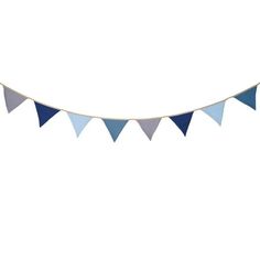 a blue and white bunting banner hanging from the ceiling