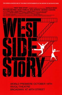 the poster for west side story, which features dancers on stairs and an image of a man