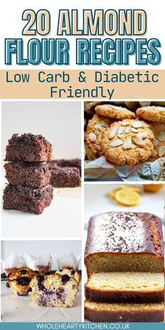 Sweet Treats Made Healthy! Find 20 Almond Flour Recipes for the perfect diabetic friendly dessert that everyone will love.  From sugar-free cookies, cakes, brownies and muffins, they are all gluten-free, sugar free & bursting with flavour. Bake delicious treats everyone can enjoy! Almond Flour Recipes For Diabetics, Keto Desserts With Almond Flour, Gluten Free Low Sugar Recipes, Almond Flour Sugar Free Recipes, Healthy Sweets For Diabetics, Sugar And Flour Free Desserts, Sugar Free Almond Flour Recipes, Almond Flour Muffin Recipes, Healthy Desserts For Diabetics