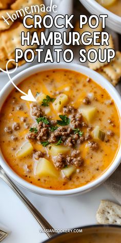 this homemade crock pot hamburger potato soup is the perfect comfort for cold weather