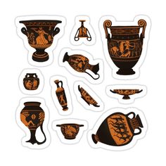 an assortment of ancient greek vases sticker