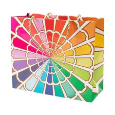 Caspari Color Wheel Large Gift Bag - 1 Each 10028B3 Mark Roberts Fairies, Ornament Tags, Large Gift Bags, Small Gift Bags, Large Gift, Rope Handles, Color Wheel, Party Card, Metropolitan Museum Of Art