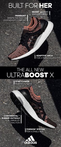 The all-new #UltraBOOSTX provides a supportive feel with a sock-like adaptive arch support, and flexible Primeknit upper designed just for her. Learn more now at adidas.com Slides Adidas, Wardrobe Capsule, Casual Lifestyle, Shoe Gallery, Fitness Gear, Workout Attire, Holistic Living, Creative Ads, Crazy Shoes