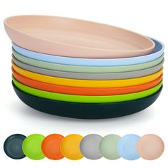 a stack of plates with different colors on them