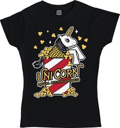 UniCorn T-Shirt - Ladies & Mens - Popcorn + Unicorns - Funny T-Shirts - Black T-Shirt - Alternative Fashion - Cute T-Shirts - Unicorn Gifts Puns Funny, Shirt Cake, Cute T Shirts, Unicorn Funny, Unicorn Tshirt, Unicorn Lover, Unicorn Gifts, The Unicorn, Funny T Shirts