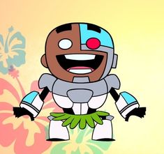 an animated image of a cartoon character with flowers in the background