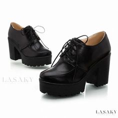 Lasaky - Stylish Chunky Heeled Platform Shoes with Ankle Strap Vintage Oxford Shoes, Elegant Chunky Heels, Chunky Heel Platform Sandals, Rough Heels, Lace Up High Heels, Platform High Heel Shoes, Womens Chunky Heels, High Heels Shoes, Chunky High Heels