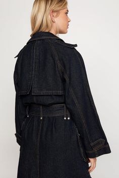 Layer up. Feel sleek in our trench coat, made in high quality denim fabric, with a classic longline design and a belted waist for a fierce silhouette. Pairs well with jeans for an elevated daytime look, or wear it over a mini dress for a levelled up night out look. Raw Denim Oversized Trench Coat High Quality Denim Fabric Iconic Longline Cut Button Front Fastenings Belted Waist Details Deep Pocket Accents Model wears a size M (US size 6/UK size 10). Oversized Trench, Oversized Trench Coat, Oasis Fashion, Raw Denim, Linen Dresses, Fashion Face, Denim Shop, Denim Fabric, Dress With Boots