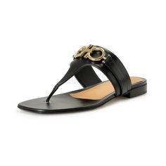 Salvatore Ferragamo Women's "Rikis 10" Black Leather Logo Flats Sandals Shoes Country/Region Of Manufacture: Italy Retail Value: $795.00 This Is Authentic Salvatore Salvatore Ferragamo Women's "Rikis 10" Black Leather Logo Flats Sandals Shoes Sku: Shoes-6754 Model: Rikis 10 0753927 Material: 100% Leather Chic Calf Leather Sandals With Tang Buckle, Calf Leather Sandals With Tang Buckle, Luxury Flat Sandals With Tang Buckle, Gala Sandals With Single Toe Strap, Luxury Sandals With Round Toe And Tang Buckle, Luxury Black Sandals With Tang Buckle, Luxury Leather Toe Post T-strap Sandals, Luxury Round Toe Sandals For Galas, Designer Sandals With Tang Buckle And Single Toe Strap