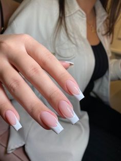 French Tip Acrylic Nails, French Acrylic Nails, Fire Nails