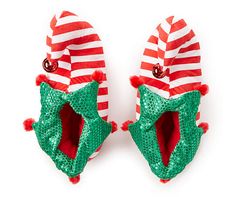 Novelty Slippers, Elf Slippers, Santa's Elves, Toes Designs, Big Lots, Winter Wonder, Red And White Stripes, Toe Designs, Stripes Pattern