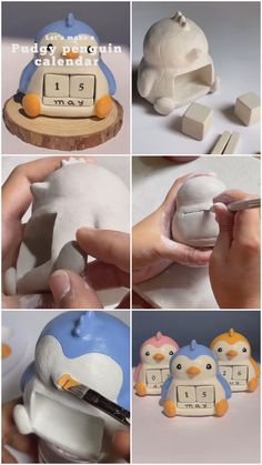 there are many different pictures of clay penguins