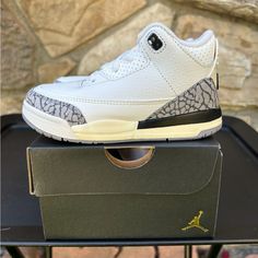 Brand New, With Box. Size: 8c & 9c Toddlers Proof Of Purchase Available Air Jordan 3 White Cement, Jordan 3 White Cement Reimagined, White Cement Reimagined, Jordan 3 White Cement, Wolf Grey Jordans, Toddler Proofing, Boys Basketball Shoes, Nike Flight, Jordan Spizike