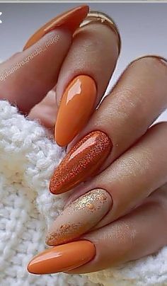 #naildesign #nailsoftheday #art #fashion #nailartaddict #nailidea #nailsoftheday #nailartdesigns #design #nailbeauty #aesthetic #acrylic #acrylicnaildesigns #nailpainthack #nailcolortrends #trendy #trendylooks #life #lifestyle #fashionblogging #luxury #luxurylifestyle 2024 Orange Nails Oval Shape, Orange Nails Fall Design, Paprika Nails, Orange And Blue Nails Ideas, Rust Orange Nails Design, Almond November Nails, October Short Nails, Fall Orange Nails Acrylic, Fall Nail Designs Orange