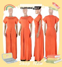 Solid Short Sleeve High Split Maxi Dress Chic Solid Color Shift Maxi Dress, Casual Shift Maxi Dress For Party, Casual Pleated Orange Dress, Casual Orange Pleated Dress, Casual Solid Color Maxi Dress For Evening, Short Sleeve Maxi Dresses, Split Maxi Dress, Maxi Dress With Sleeves, Maxi Dresses