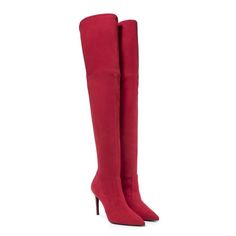 Magrit Francesca Over The Knee Boot (Red) - Brand New Condition With Tags For Sale.Magrit Is A Spanish High End Design Shoemaker. - High Pointed Toe Boot, Made Of Red Elastic Suede. - 4 In Heel - Eu Size 36 (Style Runs True To Size) Pictures Displayed Are Stock Photos Since The Box Is Completely Unopened. Original Box And Dust Bag Included. Fitted Suede Heels With Red Sole, Elegant Spring Boots With Red Sole, Elegant Fitted Red Boots, Red Fitted Elegant Boots, Fitted Red Elegant Boots, High End Design, Knee Boot, Over The Knee Boots, Over The Knee