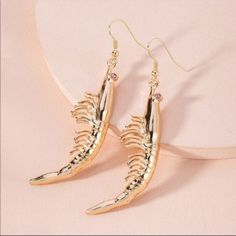 Gold Shrimp Earrings Nwot Shrimp Earrings, Anthropologie Earrings, Anthropologie Jewelry Earrings, Triple Hoop Earrings, Vintage Style Earrings, Crystal Hoop Earrings, Anthropologie Jewelry, Pearl Leather, Beaded Drop Earrings