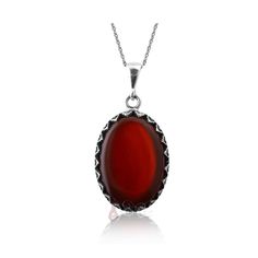 This stunning necklace features a beautiful oval-shaped Yemen Agate stone, known as Aqeeq, renowned for its unique red hues and captivating patterns. Each stone is carefully handpicked to ensure its authenticity and quality. The pendant is crafted with precision and set in high-quality sterling silver, adding a touch of elegance to the overall design. The combination of the vibrant red Agate stone and the sterling silver creates a captivating contrast, making this necklace a true statement piece Oval Carnelian Necklace With Natural Stones, Oval Amber Necklace With Polished Finish, Oval Necklace With Natural Stones For Formal Occasions, Formal Oval Agate Necklace, Oval Agate Gemstone Necklace, Oval Red Necklace With Polished Finish, Oval Amber Necklaces With Natural Stones, Oval Amber Necklace With Natural Stones, Carnelian Oval Pendant Necklace With Gemstone