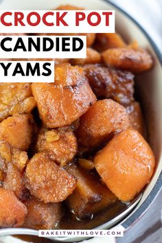 An close-up shot of sweet caramelized candied yams in an oval casserole dish with a serving spoon. Slow Cooker Candied Yams Crock Pot, Slow Cooker Sweet Potatoes Pioneer Woman, Yams In Crockpot Slow Cooker, Crockpot Yams, Best Yams Recipe, Bruces Yams Recipe, Christmas Side Recipes, Thanksgiving Meal Recipes, Potatoes Airfryer