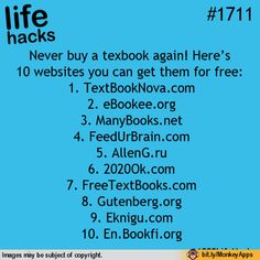 a blue background with text that says,'never buy a textbook again here's 10 website you can get them for free