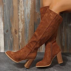 Category:Boots; Upper Materials:Faux Suede,Synthetics; Season:Fall,Winter; Heel Type:Chunky Heel; Gender:Women's; Toe Shape:Round Toe; Type:Knee High Boots; Style:Casual,Minimalism; Heel Height(inch):2-3; Outsole Materials:Rubber; Occasion:Daily; Closure Type:Zipper; Pattern:Solid Colored; Listing Date:11/09/2022; Production mode:Self-produce; 2024 Trends:Suede Shoes,Plus Size; Foot Length:; Foot Width:; Size chart date source:Provided by Supplier.; US Size:null; UK Size:14.5; EU Size:50; Heel Height:Mid Heel Womens Knee High Boots Chunky Heel, Brown Knee High Suede Boots, Knee High Boots Winter, Bota Over, High Heel Stiefel, High Heels Boots, Knee High Heels, Trendy Boots, Heel Boot