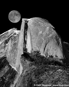 the moon is setting over yose peak in yose national park