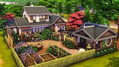 Sims 4 Japanese Family House, Sims 4 Japanese Garden, Sims 4 Japanese Build, Ts4 Japanese House, Sims 4 Mount Komorebi House, Sims Japanese House, Sims 4 Garden House