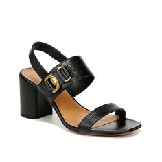 Franco Sarto-Omyrah Sandal Revamp your wardrobe with the Omyrah sandal from Franco Sarto. Animalskin patterned vamp straps with round metal buckle detail accentuate the style of this slingback sandal fashioned with a trendy square open toe and chunky stacked block heel. Synthetic upper made from partially recycled materials promotes sustainability. Chic Black Double Strap Slingback Sandals, Spring Formal Slingback Sandals With Tang Buckle, Formal Spring Slingback Sandals With Tang Buckle, Chic Heels With Adjustable Straps, Formal Double Strap Sandals With Buckle Closure, Chic Slingback Sandals With Tang Buckle, Chic Double Strap Slingback Sandals With Adjustable Strap, Chic Double Strap Adjustable Slingback Sandals, Formal Sandals With Adjustable Double Strap