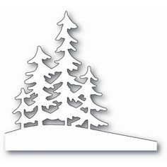 a cutout of a snow covered pine tree on top of a white background with the words merry christmas written below it