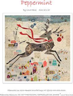 an image of a christmas card with a reindeer running through the snow and stars on it