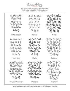 the handwritten font and numbers used in this calligraphy workbook are shown here