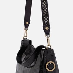 Add a new look to your favorite bag with this strap with a lattice stud detail. Lattice Stud Strap In Polished Leather  Black STRAP in Black | Hobo® Black Everyday Bag Strap With Adjustable Straps, Black Adjustable Straps Bag Strap For Everyday Use, Leather Shoulder Bag With Adjustable Strap For Concert, Casual Black Bag Strap With Adjustable Straps, Chic Leather Bag Strap With Gold-tone Hardware, Leather Shoulder Bag For Concert, Chic Black Adjustable Bag Strap, Trendy Leather Bags With Hardware, Black Adjustable Bag Strap For Everyday Use