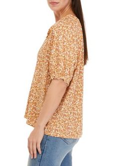 Filled with a pretty floral print, this boho-chic peasant top from Wonderly will instantly inspire. | Wonderly Women's Petite Textured Peasant Top, PXL Bohemian Ditsy Floral Print Tops For Fall, Floral Print Peasant Top For Fall, Fall Floral Print Peasant Top With Relaxed Fit, Floral Print Relaxed Fit Peasant Top For Fall, Relaxed Fit Floral Print Peasant Top For Fall, Spring Floral Print Peasant Top With Relaxed Fit, Peasant Top, Peasant Tops, Boho Chic