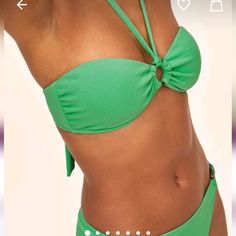 Beautiful Bandeau Bikini With Cute Wood Circle Detail. Gorgeous Green Color. From Adore Me. Washed But Never Worn. Green Summer Tube Top For Beach, Green Bandeau Halter Top For Beachwear, Chic Green Tube Top For Beach, Chic Green Tube Top For The Beach, Wood Circles, Adore Me, Green Color, Womens Swim, Green Colors