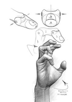 a drawing of a hand holding something in it's palm and pointing at the camera