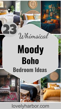 23 Whimsical Moody Boho Bedroom Ideas To Copy Boho Master Room Bedroom Ideas, Low Wooden Bed Frame, Moody Boho Bedroom, Boho Master, Boho Bedroom Decor Ideas, Moody Boho, Large Woven Wall Hanging