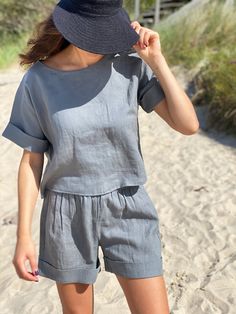 "Product Name: Linen Blouse, Linen Top Assembly: Handmade Material: Linen, Softened Linen Fabric Color: Grey Size: S, M, L. Oversized.   Model Height: 176 cm, 5'6\" This grey blouse is made up of 100% soft linen. It is handmade, lightweight, comfy, stylish, soft, and easy to clean, and wash. Sustainable and durable for many seasons!  Also, this linen blouse is perfect for gift-giving to someone special, a mother, daughter, sister, girlfriend, or family member. It is also flawless for different events like parties, festivals anniversaries, and regular use. The linen blouse is mostly used in the summer season but can be layered all year round.  The available sizes are S, M, and L. All our products are made with countless effort and are available in maximum quantity.  This linen blouse is ava Forest Color, Grey Blouse, Oversized Blouse, Blouse For Women, Linen Blouse, Gray Linen, Linen Trousers, Top For Women, Linen Top