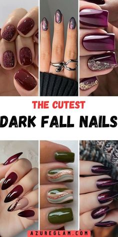 Fall Nails Short Almond Shape, Dark Fall Nail Art, Fall Nails Dark Colors, Short Almond Dip Nails Fall, Fall Acrylic Nails Almond Shape, Fall Nails 2024 Square, Almond Nails Designs Fall 2024, Dark Fall Nails Designs, Fall Nails Almond Shape