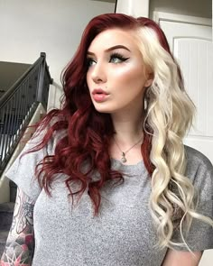 Cheveux Oranges, Fall Blonde Hair, Hair Color Streaks, Red To Blonde, Split Hair