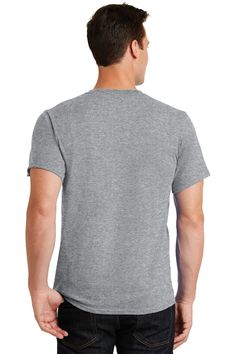 Port & Company ® - Essential Tee. PC61 - ATHLETIC HEATHER * - S | Port & Company Essential Top in Heather * Size Small | Cotton Pink Sangria, Royal Yellow, Work Shirts, Grey Cotton, Black Charcoal, Funny Tshirts, Heather Grey, Shirt Style, Mens Shirts