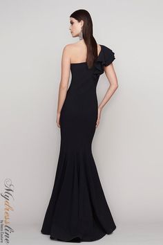 Looking for a show-stopping gown that is sure to turn heads? Look no further than the Frascara 4129. This gorgeous dress features a ruffled detail at the shoulder, a fit and flare silhouette, and a hidden back zipper. The bodice is satin-lined for a touch of luxury, and the 72% polyamide, 28% elastane fabric blend ensures a comfortable fit. Whether you're attending a black tie event or your own special occasion, this dress is sure to make you feel like a million bucks. One Shoulder Evening Dress With Ruffles For Prom, Ruffled One Shoulder Evening Dress For Prom, One-shoulder Ruffled Evening Dress For Gala, One Shoulder Dress With Sweep Train And Fitted Bodice, Elegant Gown With Asymmetrical Neckline And Sweep Train, One Shoulder Fitted Bodice Evening Dress For Cocktail, Elegant Gala Gown With Asymmetrical Neckline, One-shoulder Fitted Gown For Gala, One Shoulder Fitted Gown For Gala