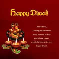 happy diwali greeting card with candles