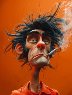 A cartoon image of soccer star Crow with a cigarette in his mouth, in HD details with an orange background Cool Pictures To Draw, Animated Movies Characters, Inspirational Digital Art, Seductive Photos, Hippie Trippy, Yoda Funny, Funny Cartoon Characters, Soccer Star, Best Nature Images